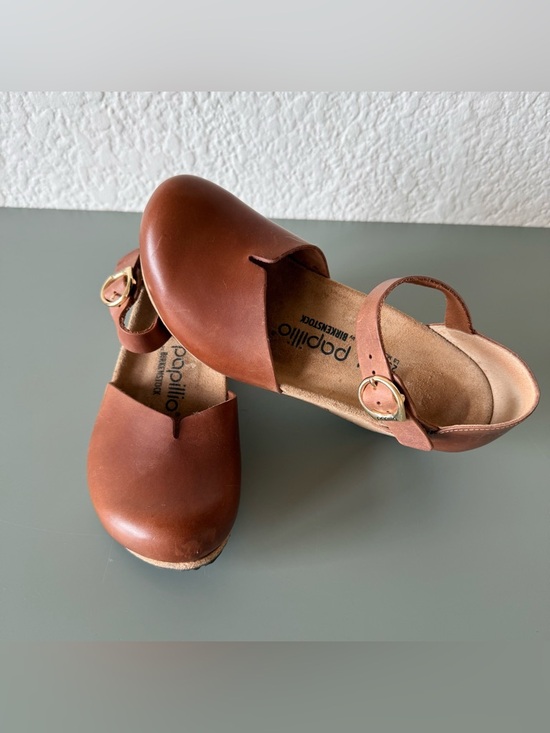 Birkenstock Shoes - Papillio by Birkenstock Mary  cognac Leather Wedge clog sandal size 39